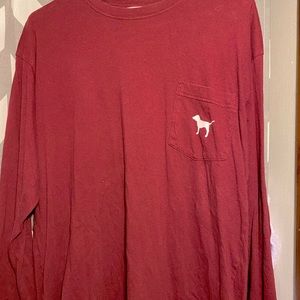 PINK long sleeve maroon shirt.